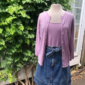 Lauren by Ralph Lauren Light Purple Cardigan Sweater Set